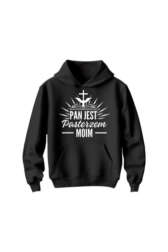 Bluza dziecięca z kapturem Pan jest pastrzem moim - czarna