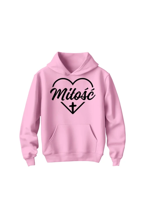 Bluza dziecięca z kapturem Miłość w sercu - różowa