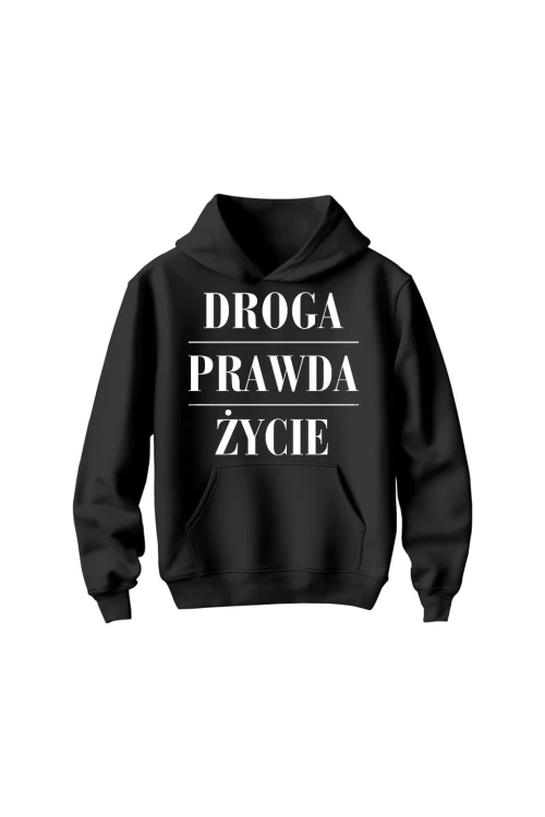 Bluza dziecięca z kapturem Droga prawda życie - czarna
