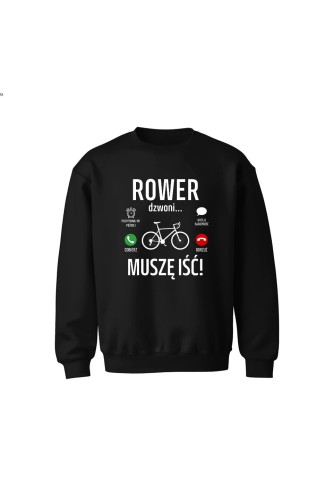 Bluza dziecięca bez kaptura Rower dzwoni muszę iść Szosa - czarna