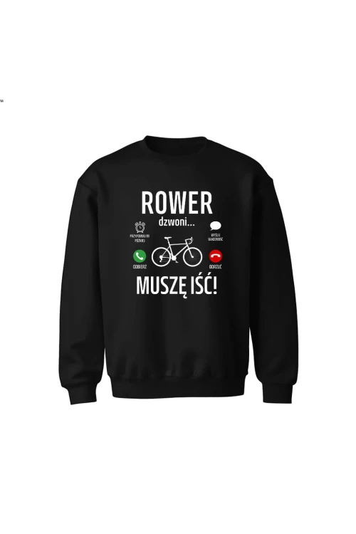Bluza dziecięca bez kaptura Rower dzwoni muszę iść Szosa - czarna
