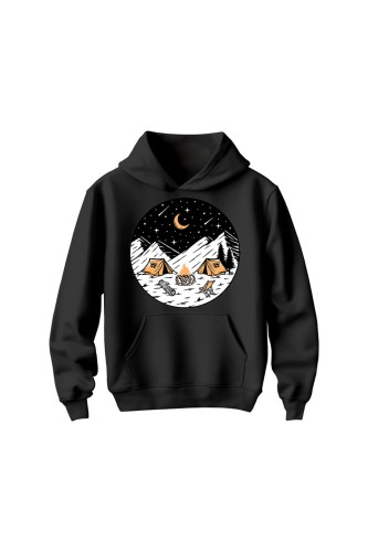 Bluza dziecięca z kapturem Biwak Nocą - czarna
