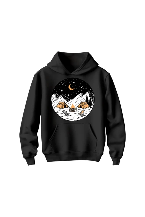 Bluza dziecięca z kapturem Biwak Nocą - czarna