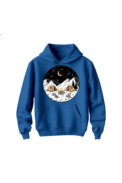 Bluza dziecięca z kapturem Biwak Nocą - niebieska