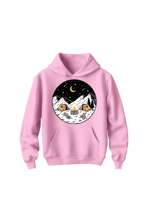 Bluza dziecięca z kapturem Biwak Nocą - różowa