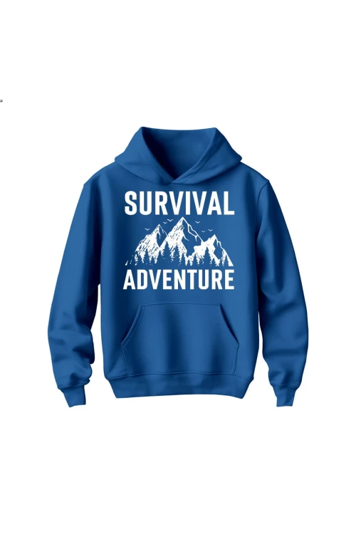 Bluza dziecięca z kapturem Survival Adventure - niebieska