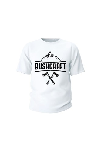 Koszulka dziecięca Bushcraft napis - biała