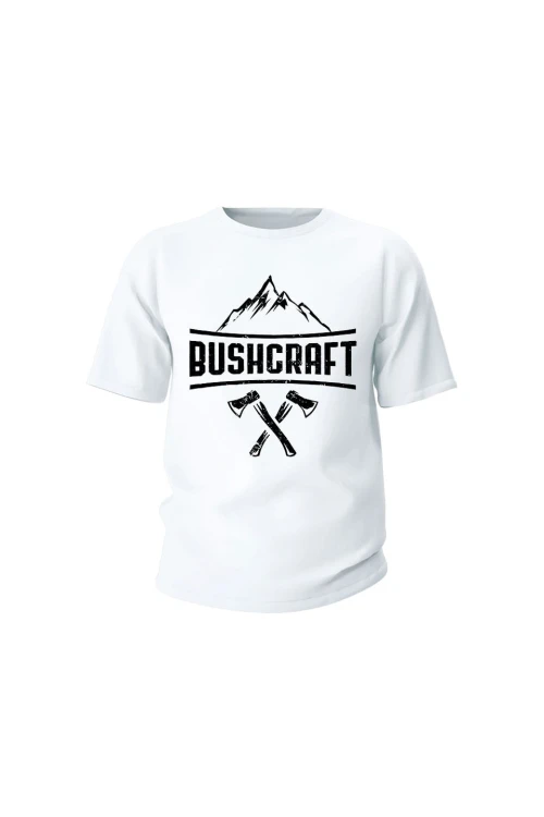 Koszulka dziecięca Bushcraft napis - biała