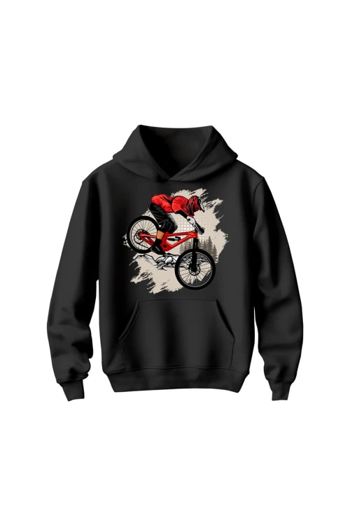 Bluza dziecięca z kapturem Downhill Zjazd - czarna
