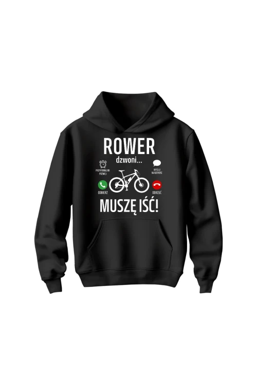 Bluza dziecięca z kapturem Rower dzwoni muszę iść MTB - czarna