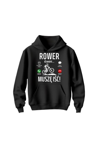 Bluza dziecięca z kapturem Rower dzwoni muszę iść Downhill - czarna