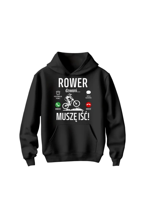 Bluza dziecięca z kapturem Rower dzwoni muszę iść Downhill - czarna