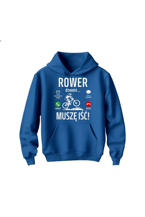 Bluza dziecięca z kapturem Rower dzwoni muszę iść Downhill - niebieska