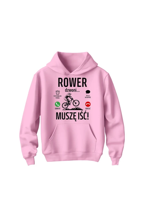 Bluza dziecięca z kapturem Rower dzwoni muszę iść Downhill - różowa