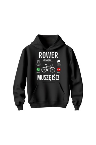 Bluza dziecięca z kapturem Rower dzwoni muszę iść Szosa - czarna