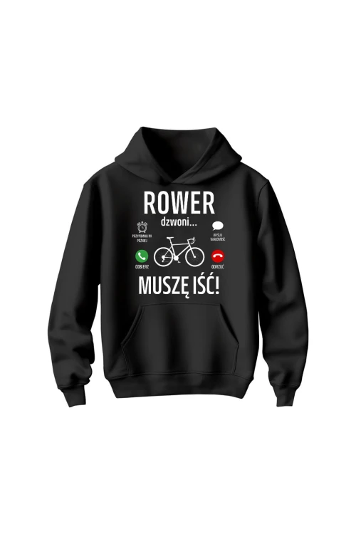 Bluza dziecięca z kapturem Rower dzwoni muszę iść Szosa - czarna
