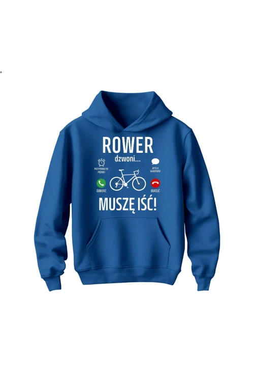 Bluza dziecięca z kapturem Rower dzwoni muszę iść Szosa - niebieska