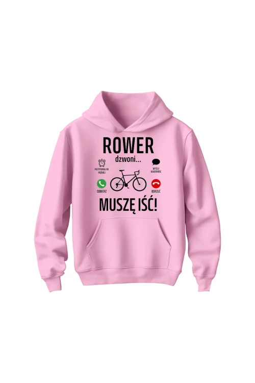 Bluza dziecięca z kapturem Rower dzwoni muszę iść Szosa - różowa