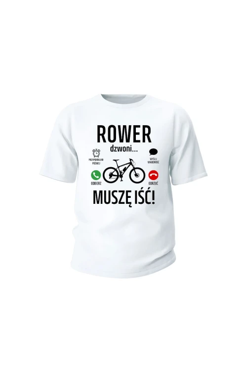 Koszulka dziecięca Rower dzwoni muszę iść MTB - biała