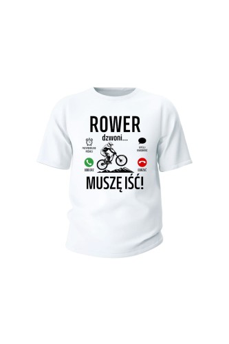 Koszulka dziecięca Rower dzwoni muszę iść Downhill - biała