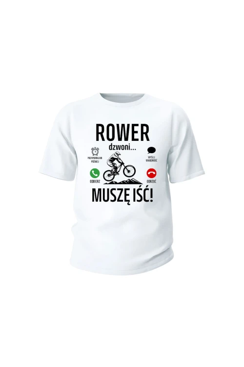 Koszulka dziecięca Rower dzwoni muszę iść Downhill - biała