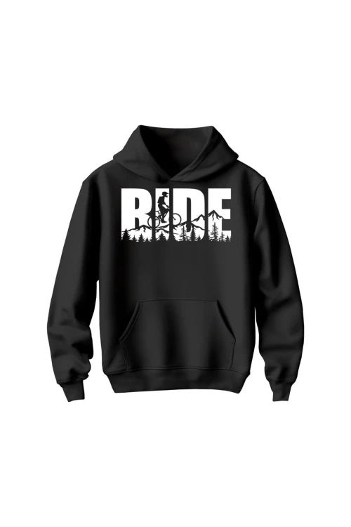 Bluza dziecięca z kapturem Ride MTB - czarna