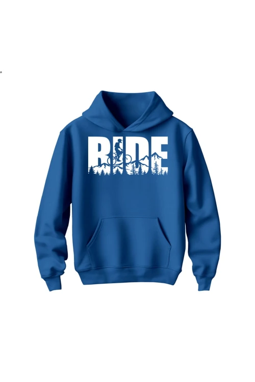 Bluza dziecięca z kapturem Ride MTB - niebieska