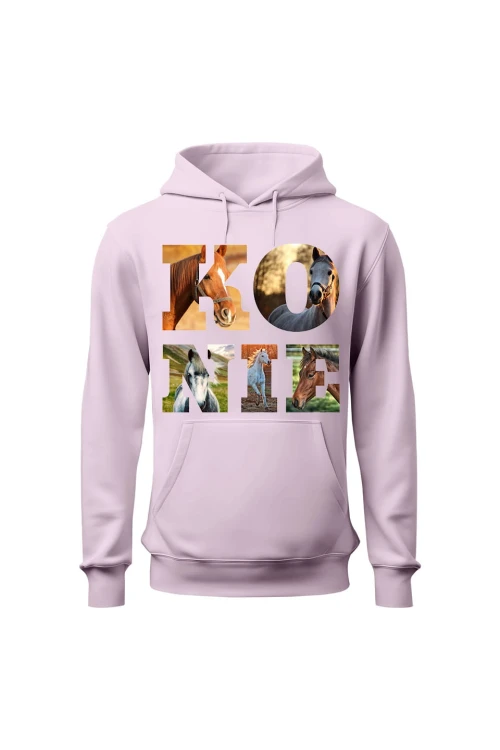 Bluza damska z kapturem KONIE - różowa