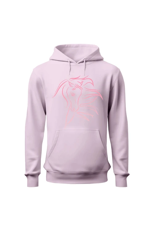 Bluza damska z kapturem z Pięknym Koniem - różowa