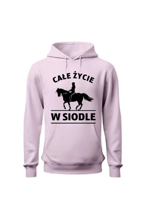 Bluza damska z kapturem Całe życie w siodle - różowa