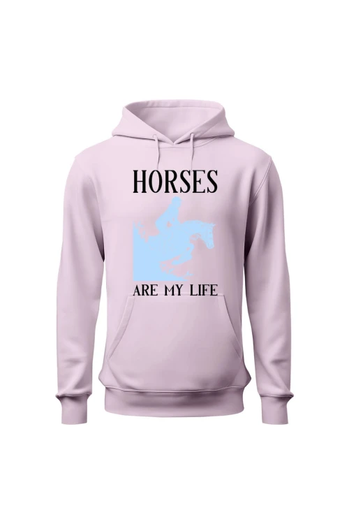 Bluza damska z kapturem Horses Are My Life - różowa