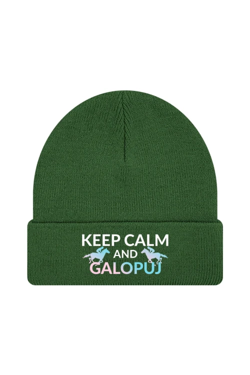 Czapka zimowa Keep Calm - ciemnozielona