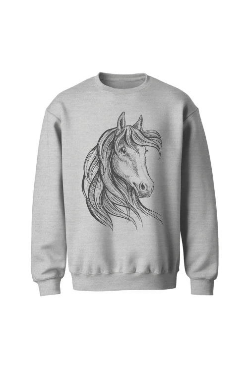 Bluza bez kaptura Rysunek Konia - szara