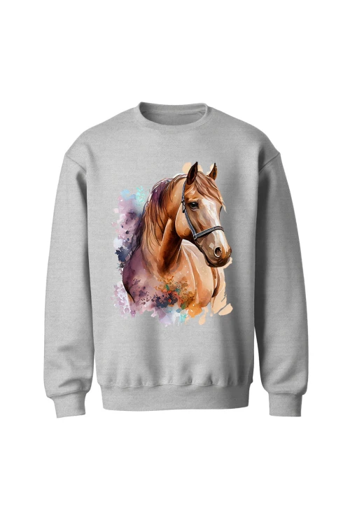 Bluza bez kaptura Namalowany Koń - szara