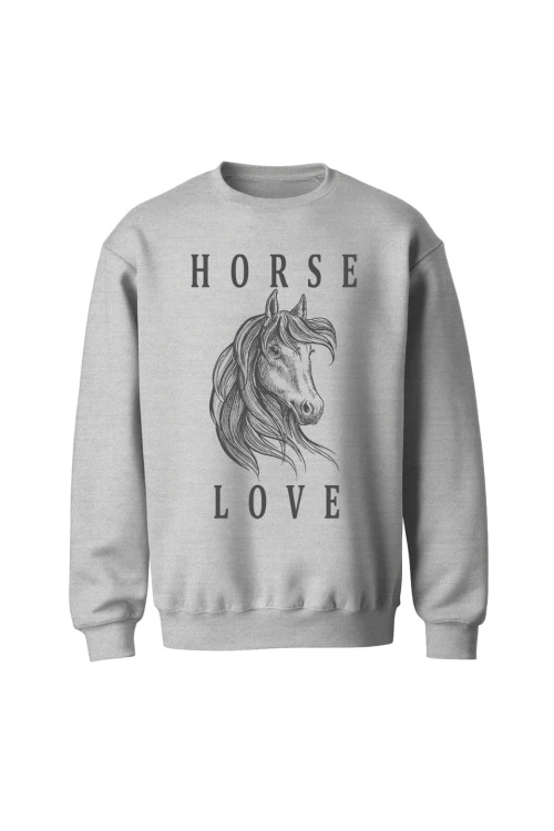 Bluza bez kaptura Horse Love - szara