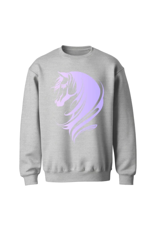 Bluza bez kaptura Damska Koń - szara