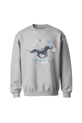 Bluza bez kaptura Piękny Galopujący Koń - szara