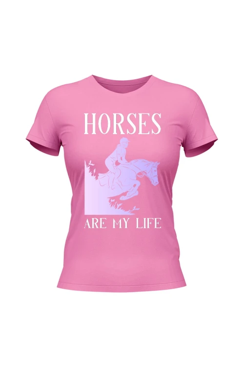 Koszulka damska Horses Are My Life - różowa