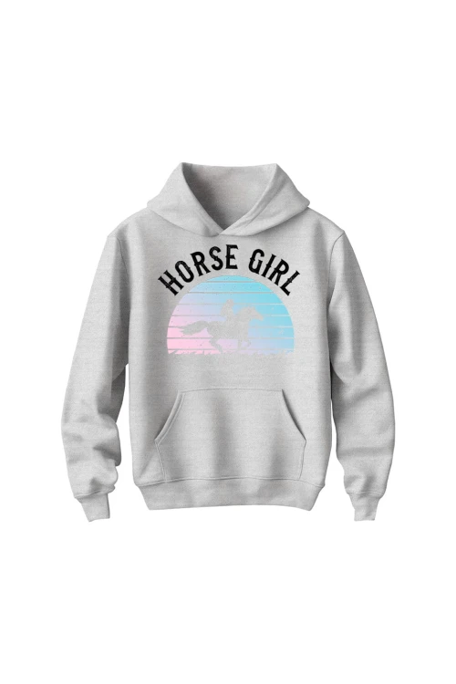 Bluza dziecięca z kapturem Horse Girl - szara
