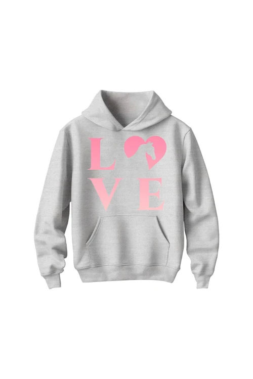 Bluza dziecięca z kapturem z nadrukiem LOVE - szara