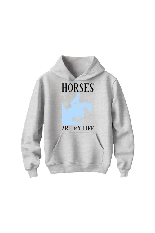 Bluza dziecięca z kapturem Horses Are My Life - szara