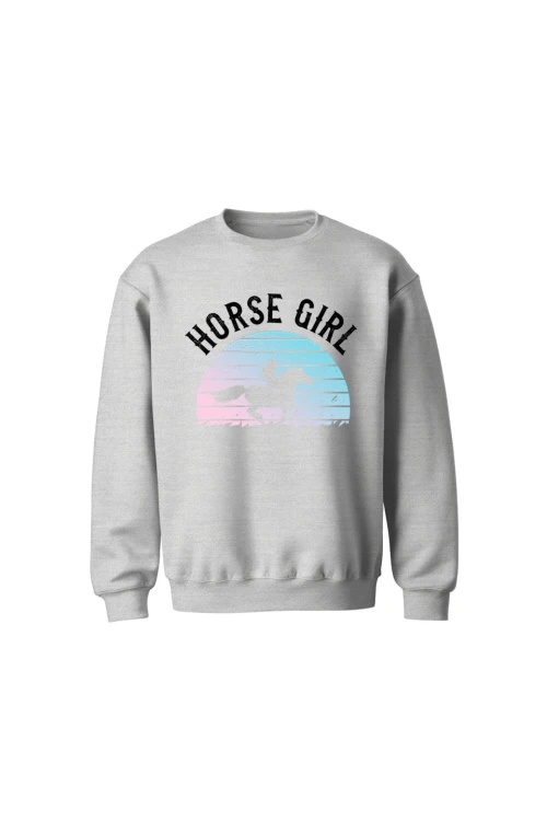 Bluza dziecięca bez kaptura Horse Girl - szara