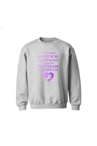 Bluza dziecięca bez kaptura Największe szczęście na świecie na końskim grzbiecie - szara