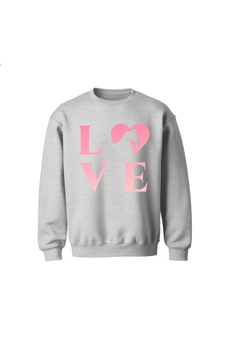 Bluza dziecięca bez kaptura z nadrukiem LOVE - szara