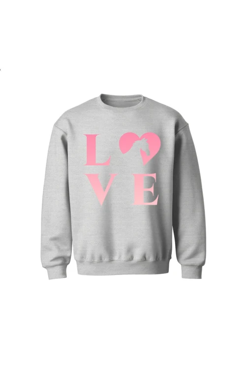 Bluza dziecięca bez kaptura z nadrukiem LOVE - szara