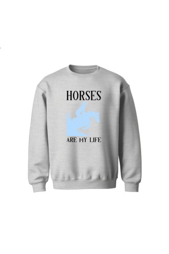 Bluza dziecięca bez kaptura Horses Are My Life - szara