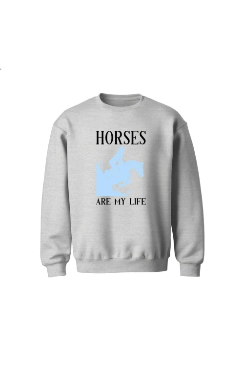 Bluza dziecięca bez kaptura Horses Are My Life - szara