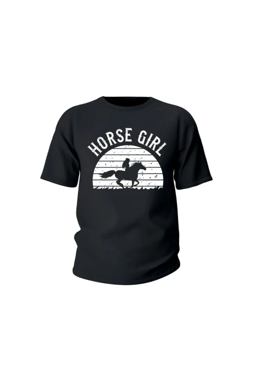 Koszulka dziecięca Horse Girl - czarna