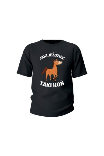 Koszulka dziecięca Jaki jeździec taki koń - czarna