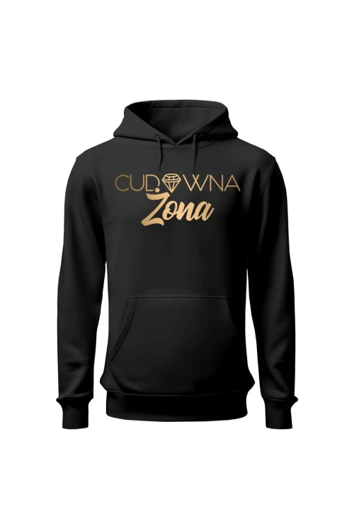 Bluza damska z kapturem Cudowna Żona - czarna